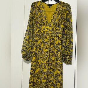Jessica Simpson Yellow Floral Long Sleeve Dress
